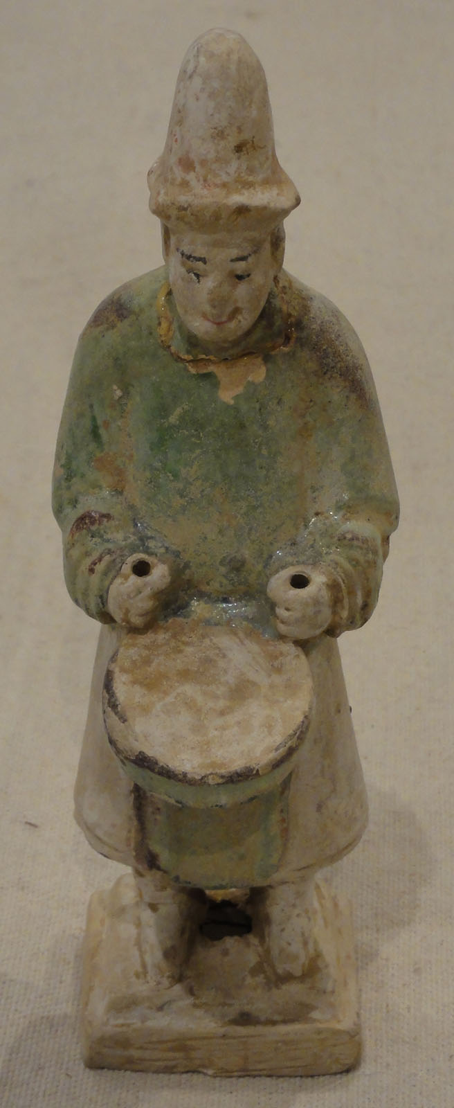 Tang Dynasty Clay Drummer Tomb Figure. Santa Barbara Design Center. Hand-crafted from China. A work of art and a part of history.