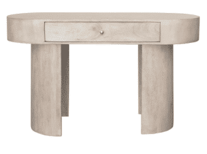 This unique Oscar Desk is made of Mango Wood Desk w/ 1 Drawer, Whitewashed. 50"L x 22"W x 30"H Oval